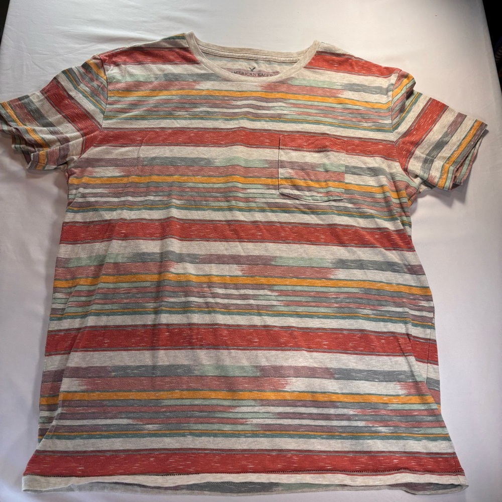 2 American Eagle shirts 1 Red Striped Tee & 1 white & blue stripped Tee Men’s M